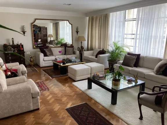 Imagem Apartamento 275 M², 1 por andar, 4Q, 2 Suítes, Ampla sala, 5 banheiro, 4 vagas fixas, depósito, armários, split, próximo metrô, academia, iluminado.