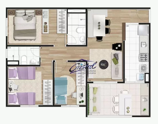 Imagem Apartamento com 3 quartos (1 suíte) à venda, 69 m² - Condomínio Terraço D’Arte - Jardim Torino - Cotia/SP