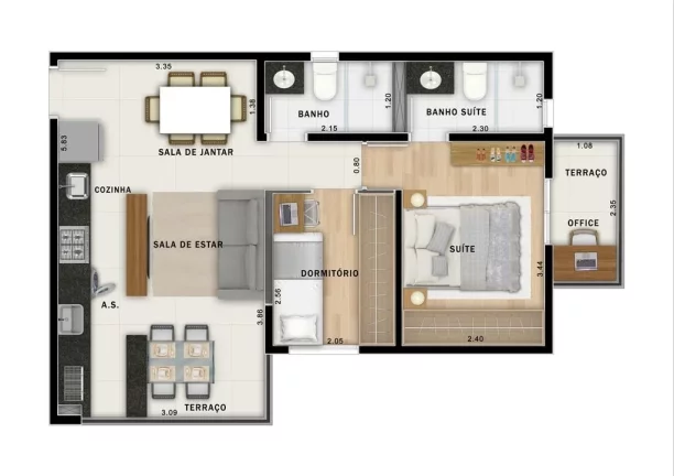 Imagem Apartamento à venda no Jardim, Santo André-SP: 2 quartos, 1 suíte, 2 banheiros, 1 vaga de garagem, 50m² - Condomínio Move Jardim.