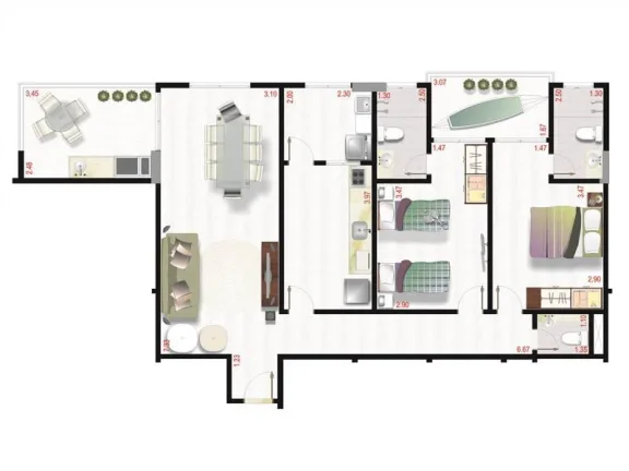 Imagem APARTAMENTO COM 100.58 m² - TUPI - PRAIA GRANDE SP