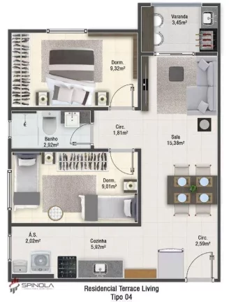 Imagem Apartamento com 2 dormitórios à venda, 56 m² por R$ 410.000,00 - Aviação - Praia Grande/SP