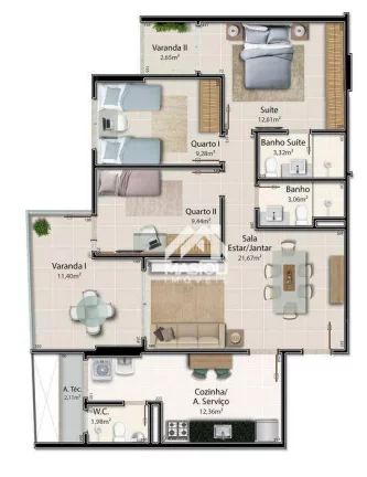 Imagem Apartamento com 3 dormitórios à venda, 100 m² por R$ 2.290.000 - Santa Lúcia - Vitória/ES