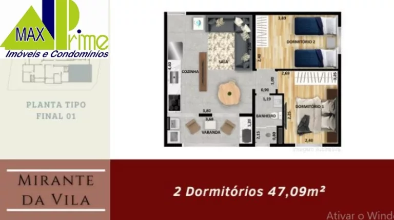 Imagem Apartamentos Mirante Da Vila Ótima localização 42,3m² metro patriarca