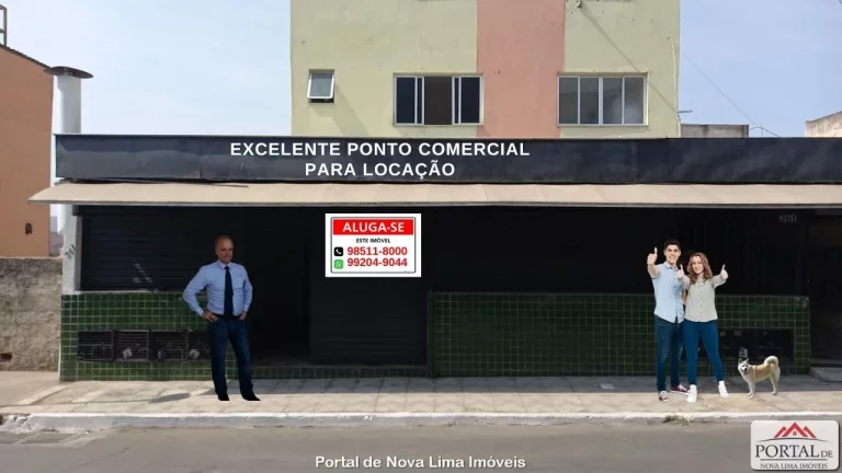 Loja para locação em Nova Lima com aproximadamente 90 m² de frente para a rua principal do bairro.