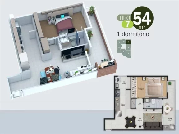 Imagem Apartamento com 1 dorm, Real, Praia Grande - R$ 384 mil, Cod: 895
