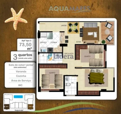 Imagem Apto - 2 Quartos - 1 Suíte - 58,06 m² - Intemares - Cabedelo/PB