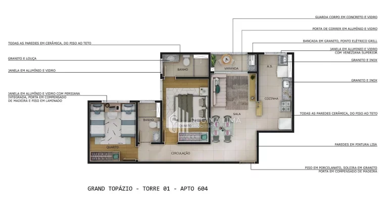 Imagem Apartamento em condomínio fechado, 2 dormitórios à venda por R$ 276.990,00 - Condomínio GRAND TOPÁZIO - São Cristóvão - Teresina/PI