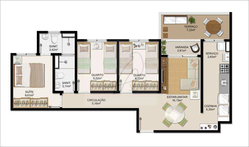 Imagem Apartamento à venda, no Apartamento, em Salvador, Itapuã, com 3 quartos, 72m2