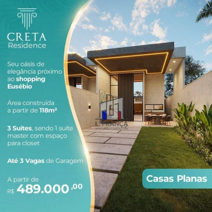 Casa com 3 dormitórios à venda, 118 m² por R$ 489.000 - Tamatanduba - Eusébio/Ceará