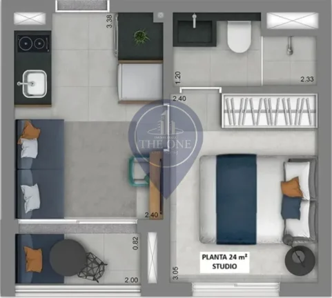 Imagem Studio à venda no Brooklin Paulista, São Paulo-SP: 1 quarto, 1 banheiro, 24m² de área!