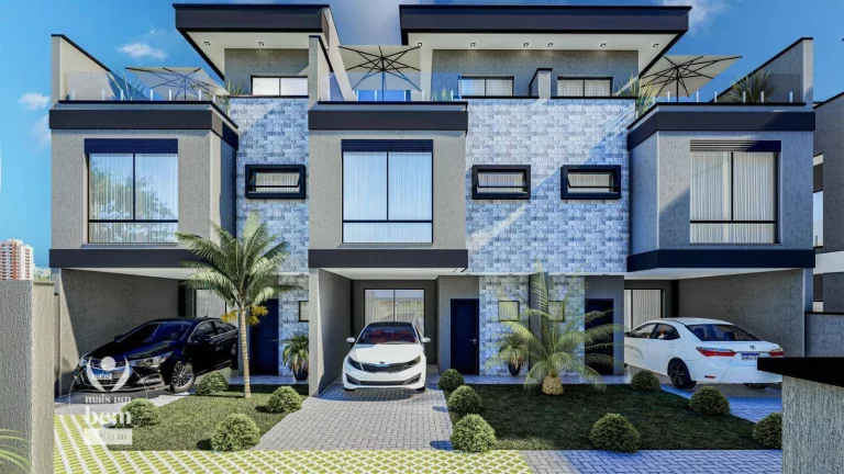 Imagem Sobrado Tríplex 136 m² possui terraço, 3 quartos sendo 1 suíte, 2 vagas de garagem à venda por R$ 876.000 - Cajuru - Curitiba/PR