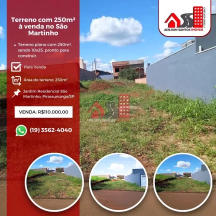 Terreno, Jardim Residencial San Martinho, Pirassununga - R$ 110 mil, Cod: 124
