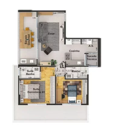 Imagem Apartamento com 2 dormitórios sendo 1 suite à venda, 78 m² por R$ 930.000 - Jardim Maria José - Votorantim/SP