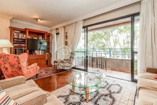 Imagem Ótimo apartamento com 135m² no Brooklin. Amplo living com varanda na copa das árvores, sala de ja...
