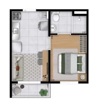 Imagem Apartamento à venda em São Paulo-SP, no bairro Cupecê: 1 quarto, 1 suíte, 1 banheiro, 27,75m² - Condomínio Plano...Parque Nabuco Sabiá II