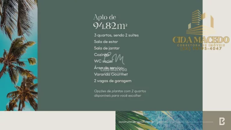 Imagem Apartamento para Venda em João Pessoa, Jardim Oceania, 3 dormitórios, 2 suítes, 3 banheiros, 2 vagas