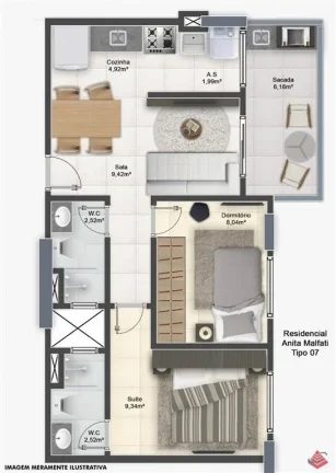 Imagem APARTAMENTO COM 54.84 m² - GUILHERMINA - PRAIA GRANDE SP