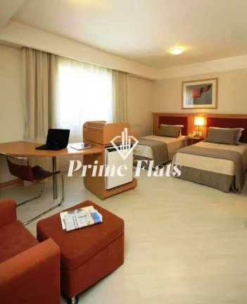 Imagem Flat disponível para venda no Hotel Bienal Suítes, com 28m², 1 dormitório e 1 vaga de garagem