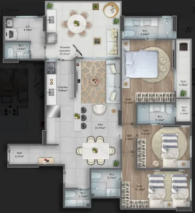 Imagem APARTAMENTO COM 131.73 m² - FORTE - PRAIA GRANDE SP