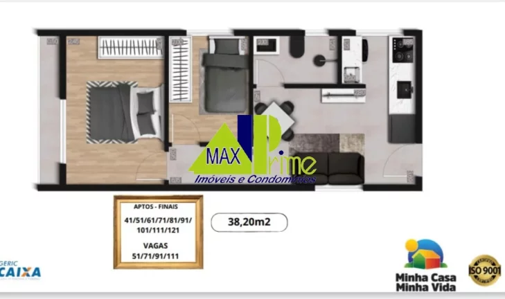 Imagem APARTAMENTO 34M²/02 D0RMITÓRIOS/SACADA/