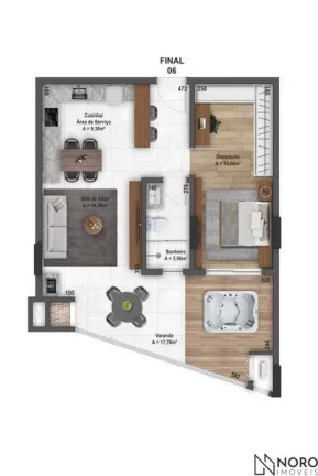 Apartamento à venda de 1 dormitório perto da UFN