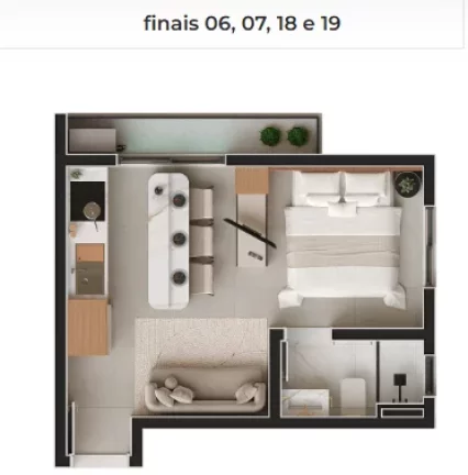 Imagem Loft para Venda em São José dos Pinhais, Centro, 1 dormitório, 1 suíte, 1 banheiro