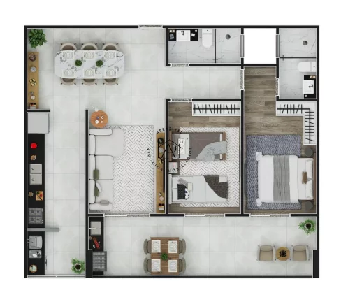 Imagem Apartamento na Planta para Venda em Praia Grande, Aviacao, 2 dormitórios, 1 suíte, 1 vaga