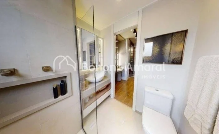 Imagem Apartamento moderno, com living integrado à cozinha e à varanda gourmet com churrasqueira, lavabo,...