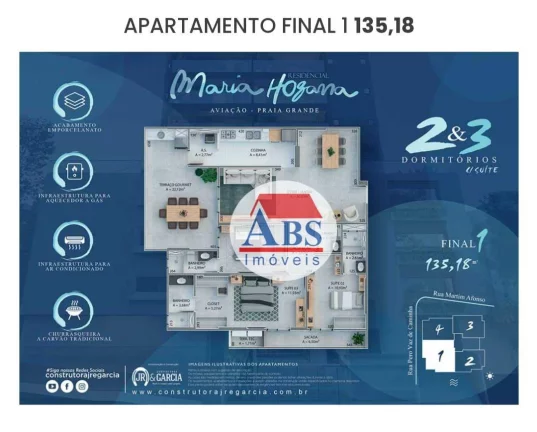 Imagem Apartamento à venda, 86 m² por R$ 480.000,00 - Aviação - Praia Grande/SP