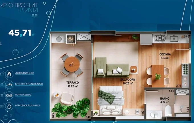 Imagem APARTAMENTO COM 45.71 m² - TUPI - PRAIA GRANDE SP
