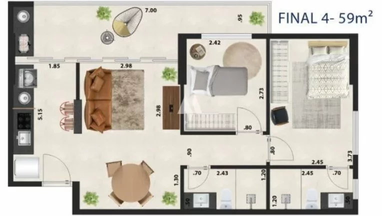 Imagem Lançamento 02 dormitórios com Varanda e 01 Suíte - Sem correção de INCC