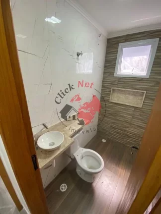 Imagem Sobrado Novo,estuda permuta até 50% ,3 dorms , 1 suíte, sacada,área gourmet com churrasq , 3 vagas ,bairro Vila Humaitá em Santo André