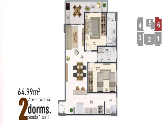 Imagem Apartamento com 2 dorms, Ocian, Praia Grande - R$ 689 mil, Cod: 2797
