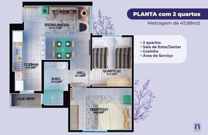 Imagem Apartamento em construção, 2 dormitórios à venda por R$ 151.000,00 - Condomínio SOLAR DOS IPÊS - Todos os Santos - Teresina/PI