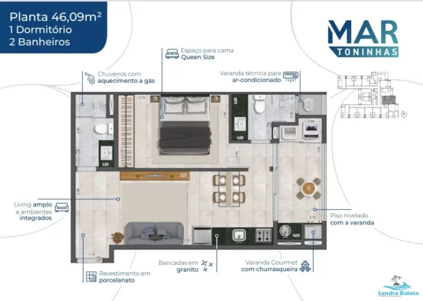 Imagem Stúdios de 35,70 m²/Toninhas-Ubatuba