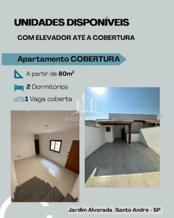 Imagem Cobertura à partir de 80m², 2 Dormitórios 1 com Sacada, Escada interna, Elevador até a Cobertura no Jardim Alvorada, santo André