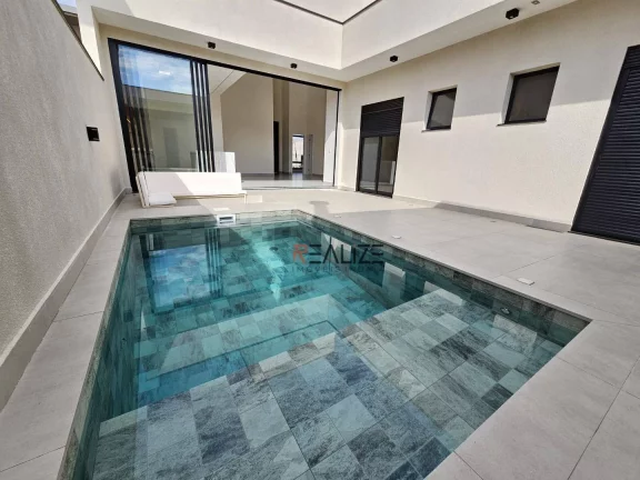 Imagem Casa térrea moderna com escritório e 3 suítes à venda, 195 m² por R$ 1.640.000 - Condomínio Fechado - Indaiatuba/SP