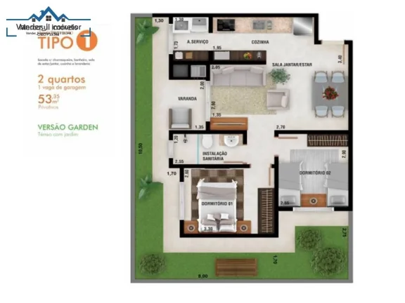 Imagem :Apartamento para locação no Residencial Joy, em Foz do Iguaçu-PR, Jardim Eldorado - 2 quartos, 2 salas, 1 banheiro, 1 vaga, 52m².