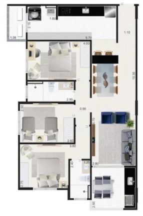 Imagem APARTAMENTO COM 96.5 m² - JARDIM PRAIA GRANDE - MONGAGUA SP