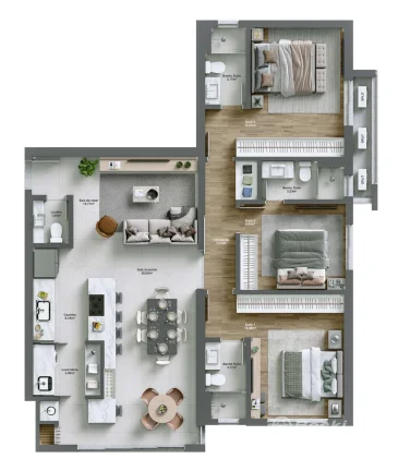 Imagem Apartamento no Centro de Joinville, 3 Suítes, 117m²