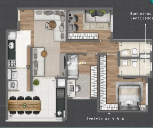 Imagem Com 2 Dormitórios(suite), 2 Vagas Fixas, 1 Depósito na Garagem ao Lado do Metrô