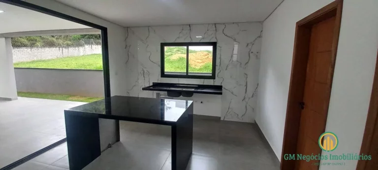 Imagem Casa nova, térrea com 3 suítes, estilo moderno com piscina em condomínio