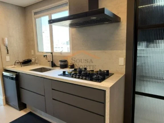 Imagem Apartamento mobiliado com 180 m², 3 dormitórios, sendo 3 suítes, 4 banheiros, 3 vagas e varanda. ...