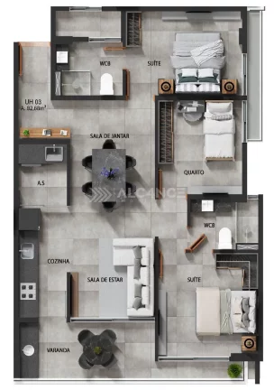 Imagem Apto - 2 Quartos - 1 Suíte - 61,38 m² - Camboinha, Cabedelo/PB