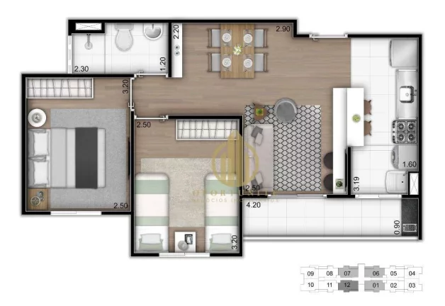 Imagem Apartamento com 2 dormitórios à venda, 47 m² por R$ 269.000,00 - Guaporé - Ribeirão Preto/SP