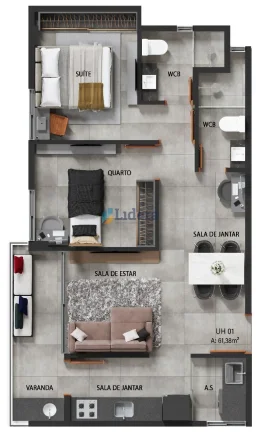 Imagem Apto - 2 Quartos - 1 Suíte - 61,38 m² - Camboinha, Cabedelo/PB