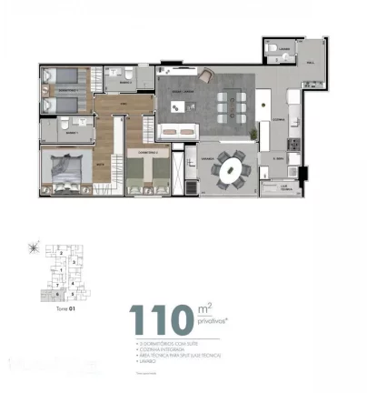 Imagem Apartamento para Venda em Curitiba, Cabral, 2 dormitórios, 1 suíte, 2 banheiros, 1 vaga