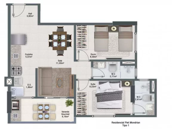Imagem Apartamento com 2 dorms, Guilhermina, Praia Grande - R$ 420 mil, Cod: 136