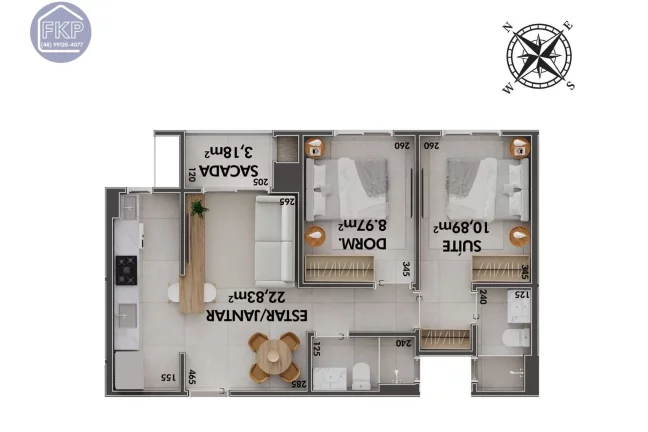 Imagem Apartamento 2 dormitórios à venda no bairro Cacupé - Florianópolis - SC