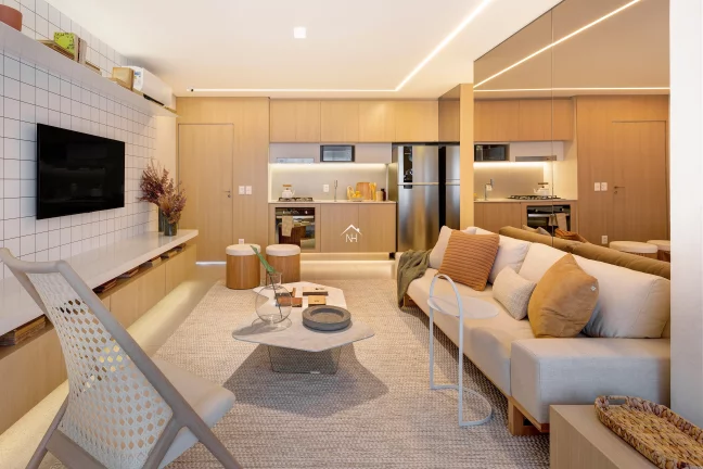 Imagem Apartamento de 61m c/ 2 dormitórios (1 suíte), terraço gourmet,1 vaga, salão de festas, piscinas,fitness, pista de cooper, brinquedoteca,churrasqueira